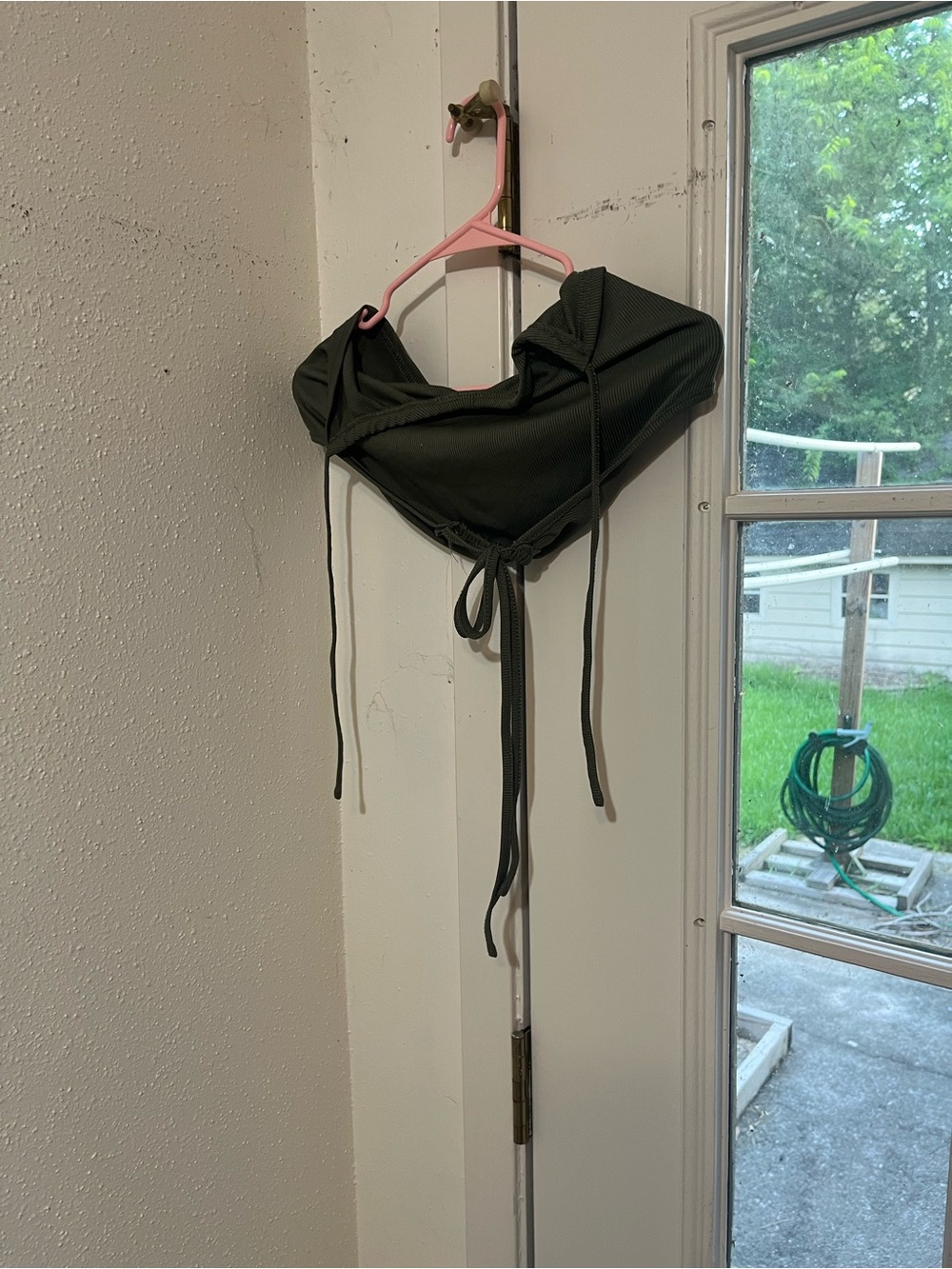Olive Green Drawstring Bikini Top